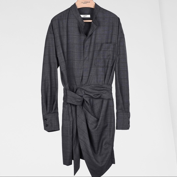 Isabel Marant Nolla Grey Knotted dress virgin wool - Picture 5 of 16